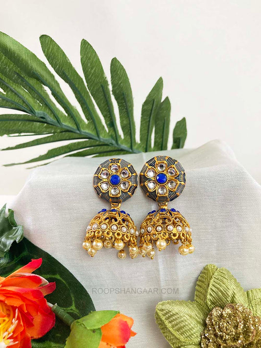 Navi Blue Akriti Jhumki Earrigs