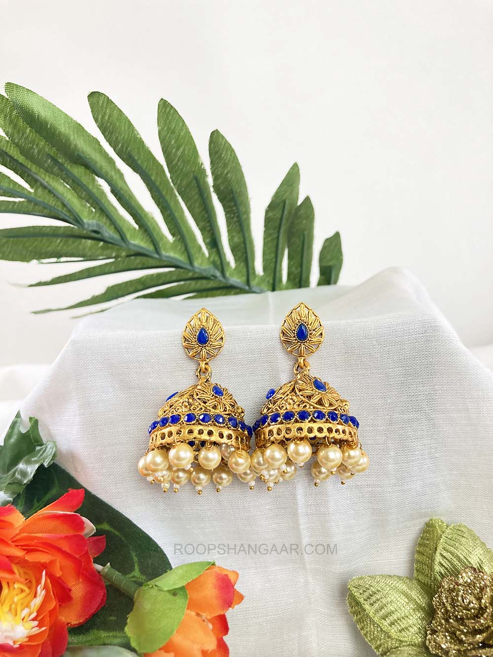 Navi Blue Prisha Jhumki Earrigs