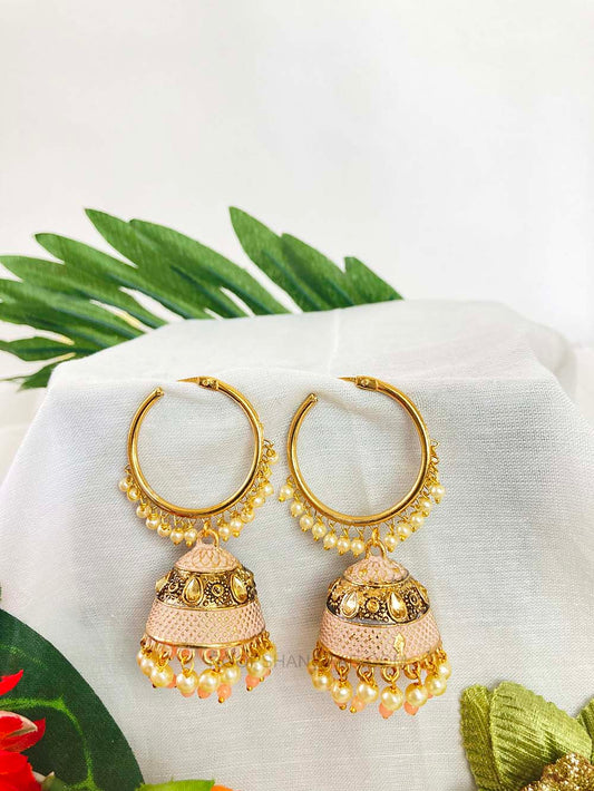 Peach Arpita Jhumki Earrigs