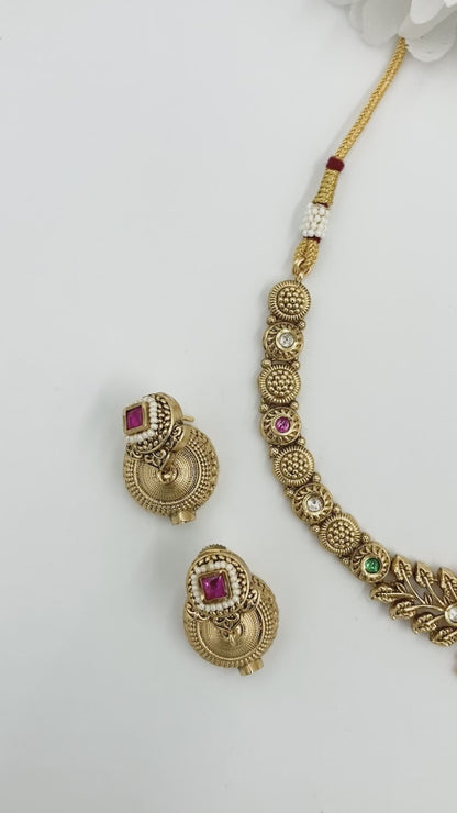 Multicolor Amritha Temple Jewellery Set