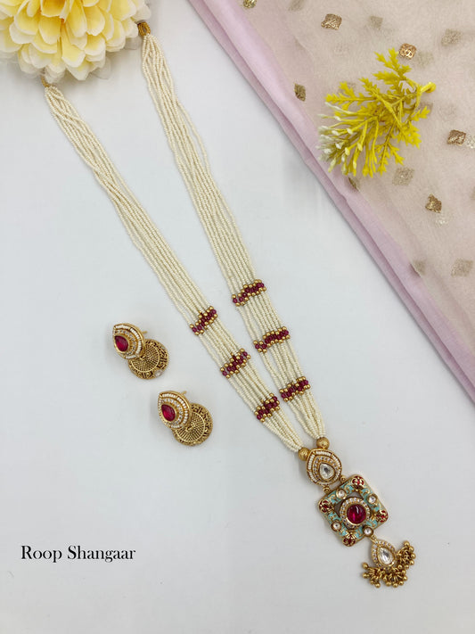 Rani Mint Lakshmi Temple Jewellery Set