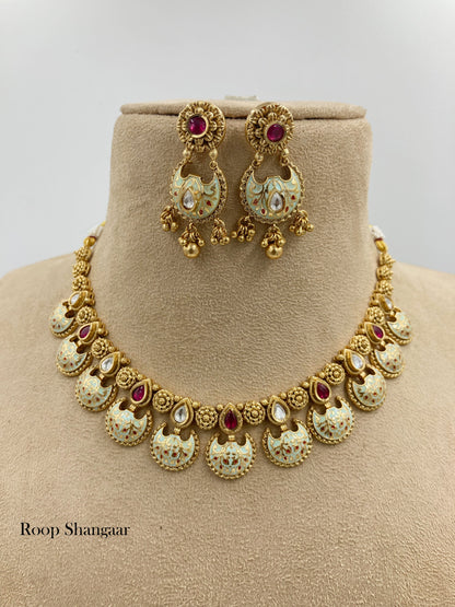 Ruby Mint Sayogita Temple Jewellery Set