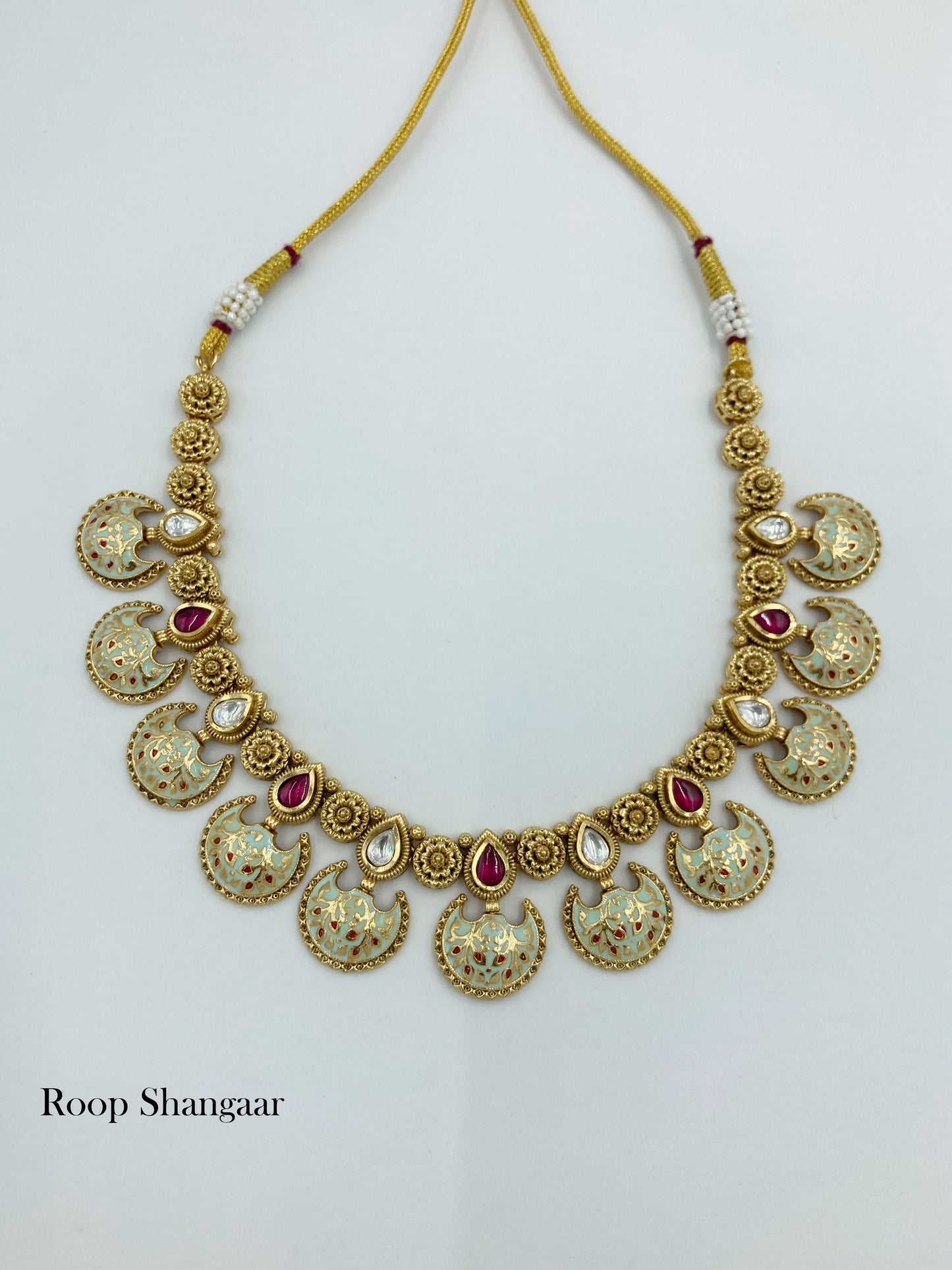 Ruby Mint Sayogita Temple Jewellery Set