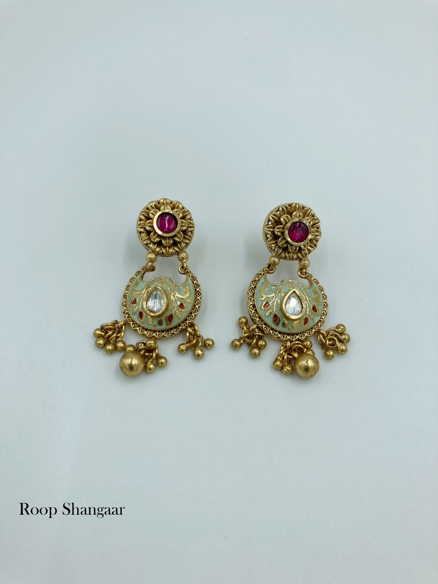 Ruby Mint Sayogita Temple Jewellery Set